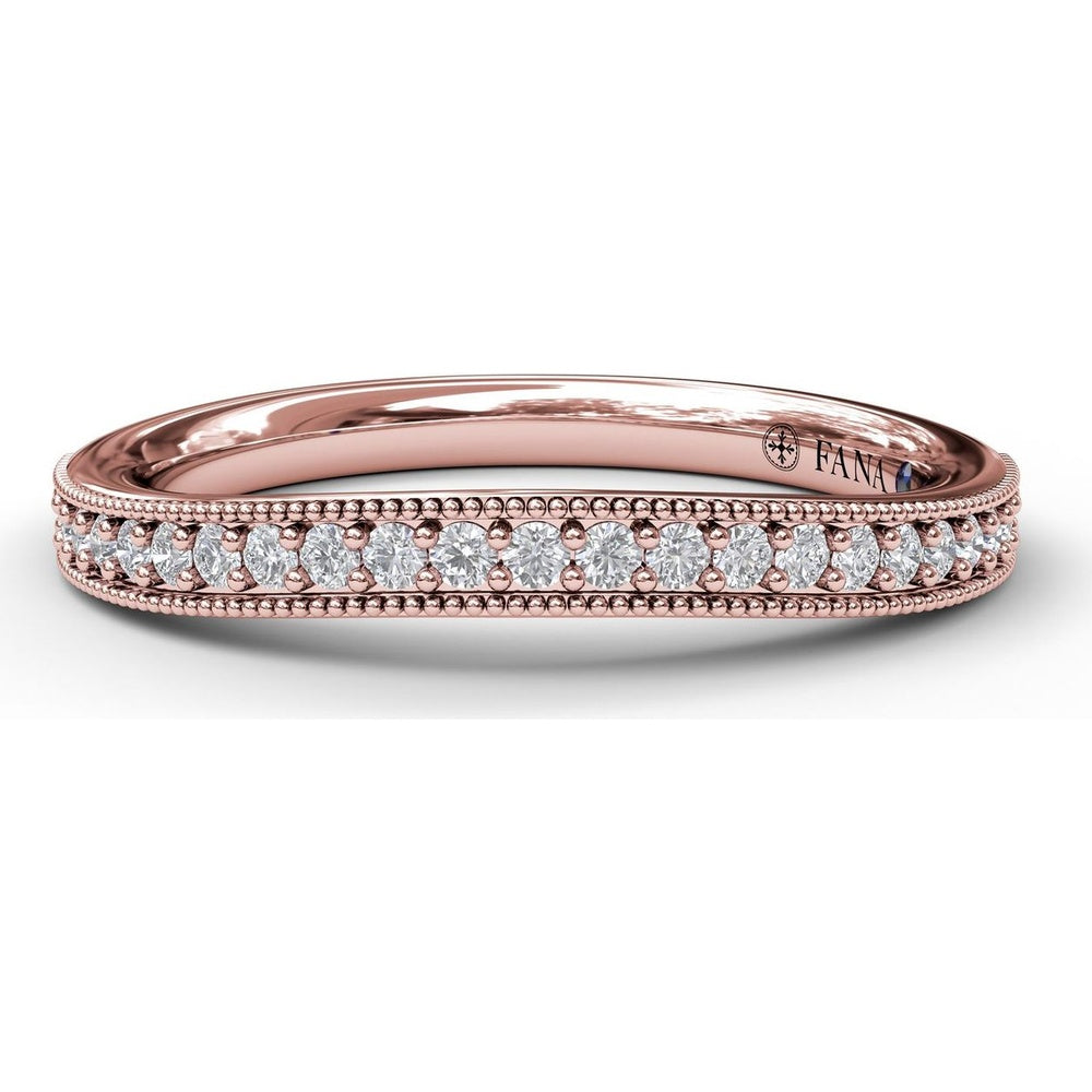 Milgrain Edge Pavé Diamond Wedding Band with Round Diamonds by Fana - 0.21 Carat Total Diamond Weight