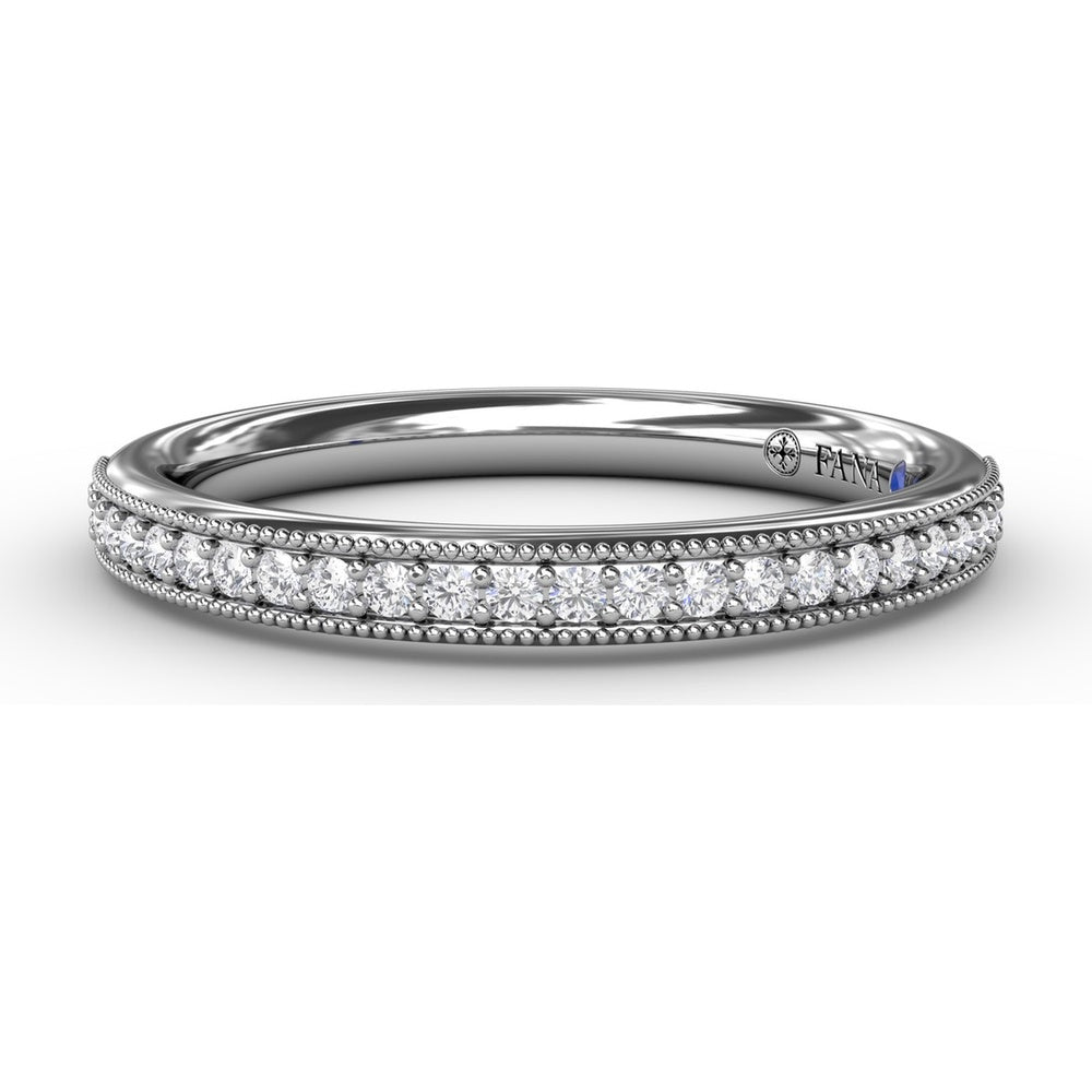 Milgrain Edge Pavé Set Round Diamond Wedding Band by Fana - 0.28 Carat Total Diamond Weight