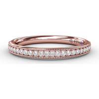 Milgrain Edge Pavé Set Round Diamond Wedding Band by Fana - 0.28 Carat Total Diamond Weight