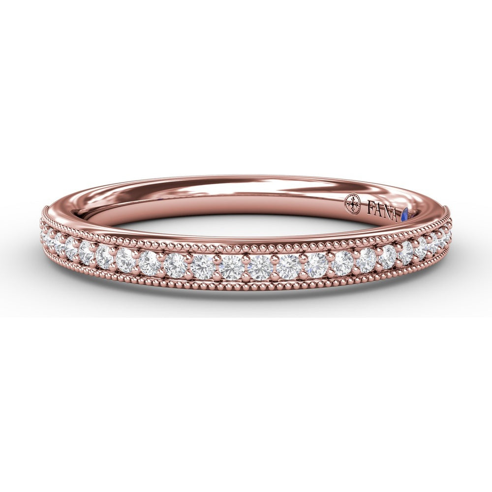 Milgrain Edge Pavé Set Round Diamond Wedding Band by Fana - 0.28 Carat Total Diamond Weight