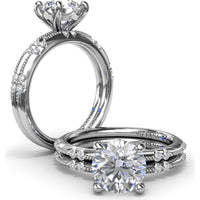 Milgrain Knife-Edge Engagement Ring Setting with Round Diamond Accents by Fana - 0.13 Carat Total Diamond Weight