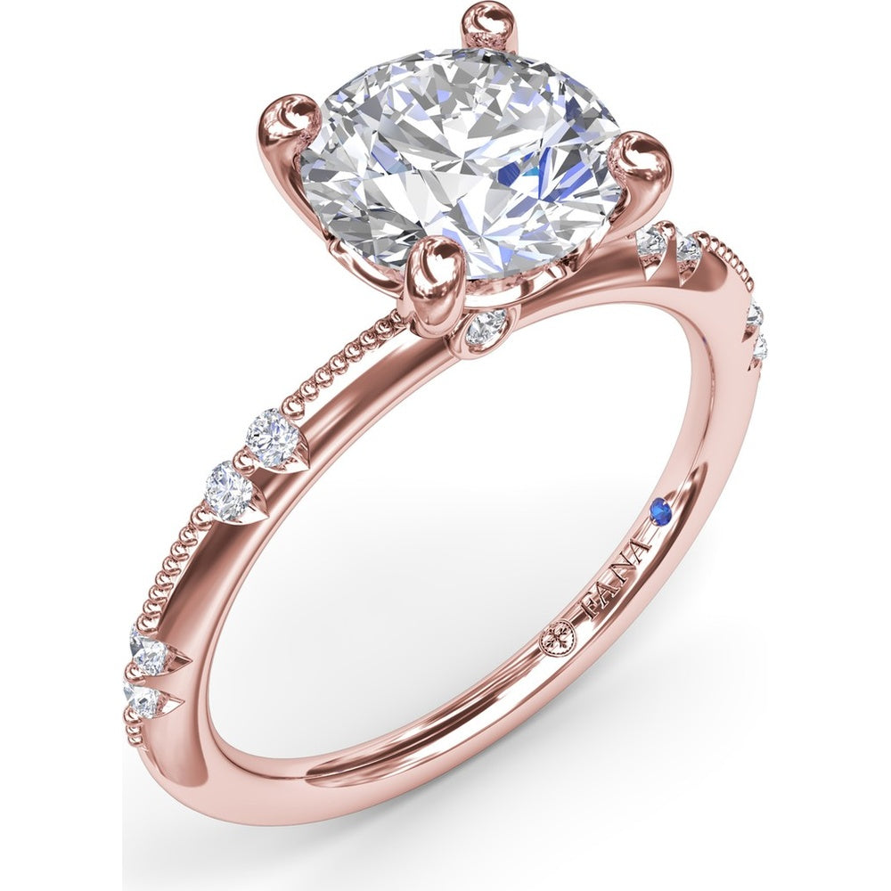 Milgrain Knife-Edge Engagement Ring Setting with Round Diamond Accents by Fana - 0.13 Carat Total Diamond Weight
