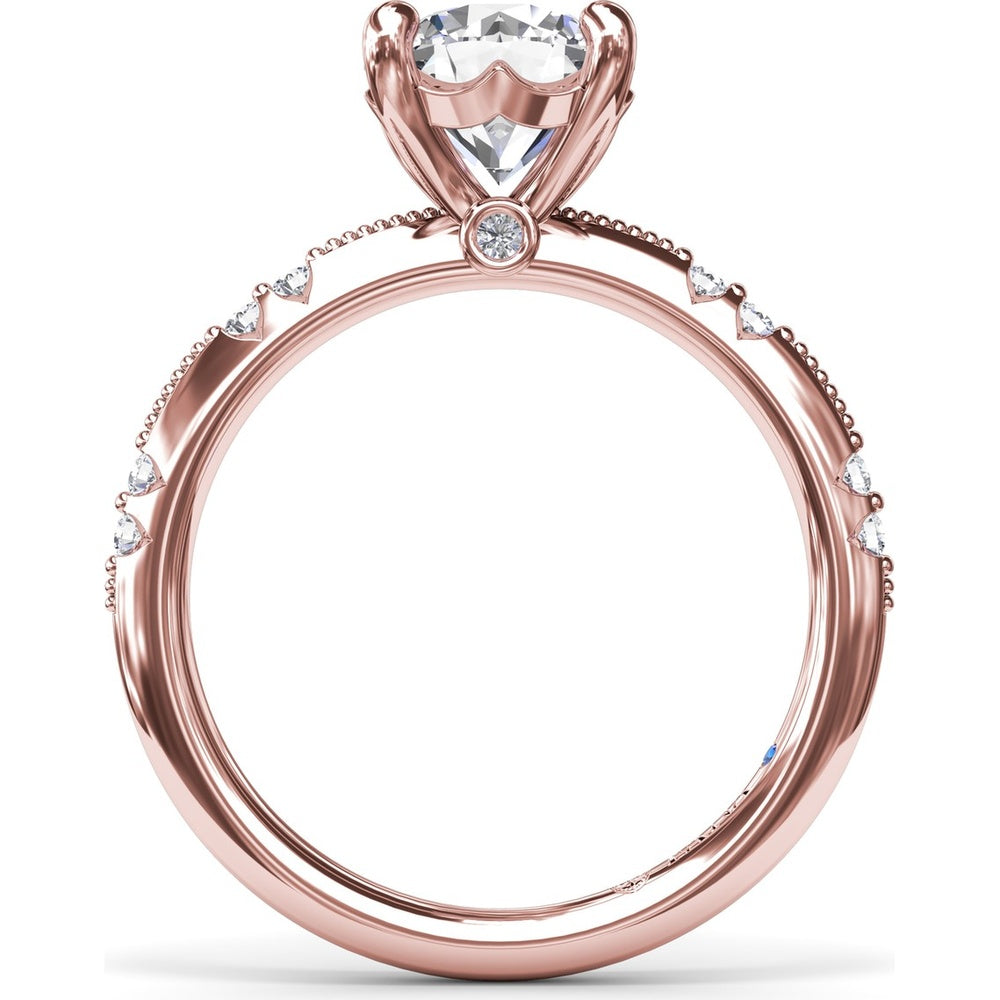 Milgrain Knife-Edge Engagement Ring Setting with Round Diamond Accents by Fana - 0.13 Carat Total Diamond Weight