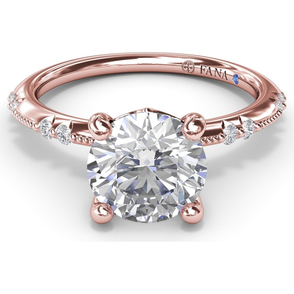 Milgrain Knife-Edge Engagement Ring Setting with Round Diamond Accents by Fana - 0.13 Carat Total Diamond Weight