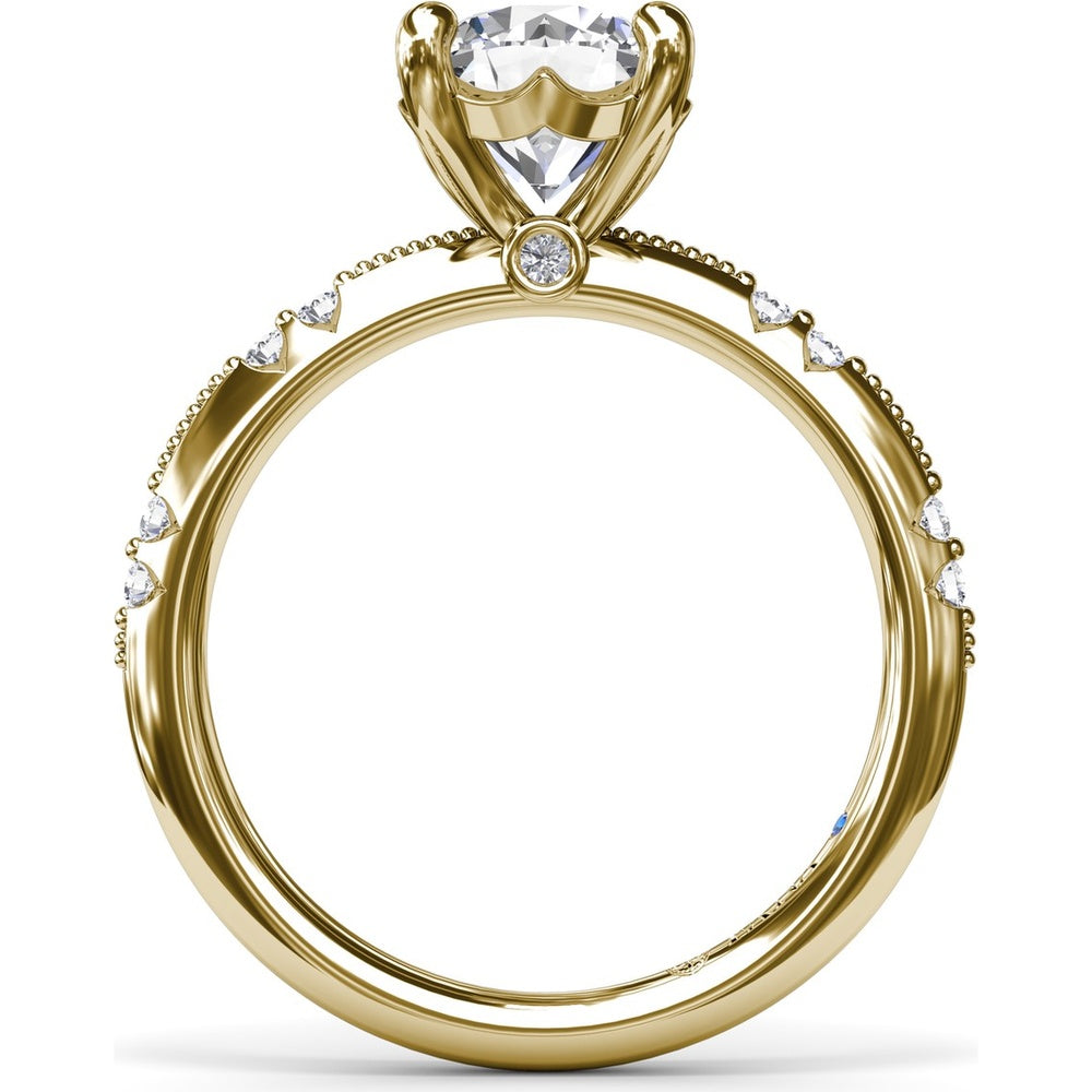 Milgrain Knife-Edge Engagement Ring Setting with Round Diamond Accents by Fana - 0.13 Carat Total Diamond Weight