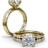 Milgrain Knife-Edge Engagement Ring Setting with Round Diamond Accents by Fana - 0.13 Carat Total Diamond Weight