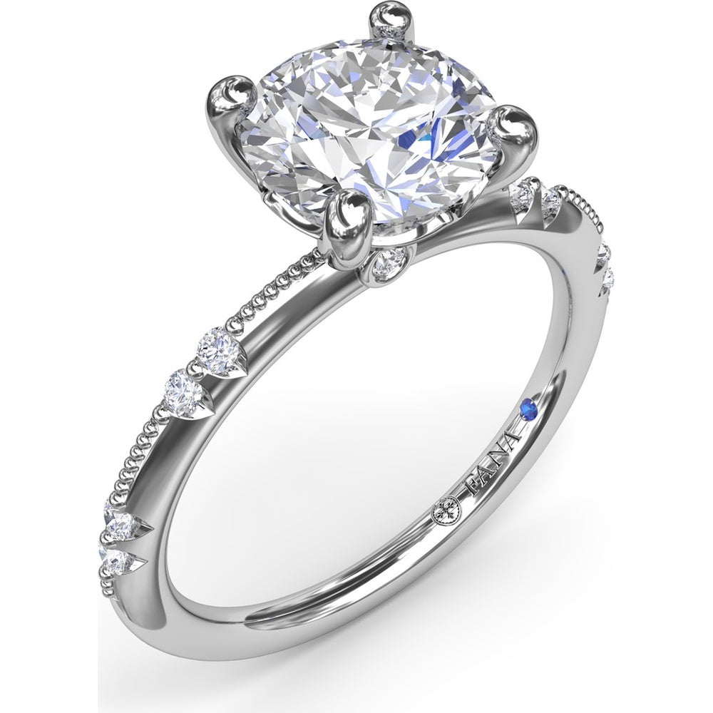Milgrain Knife-Edge Engagement Ring Setting with Round Diamond Accents by Fana - 0.13 Carat Total Diamond Weight