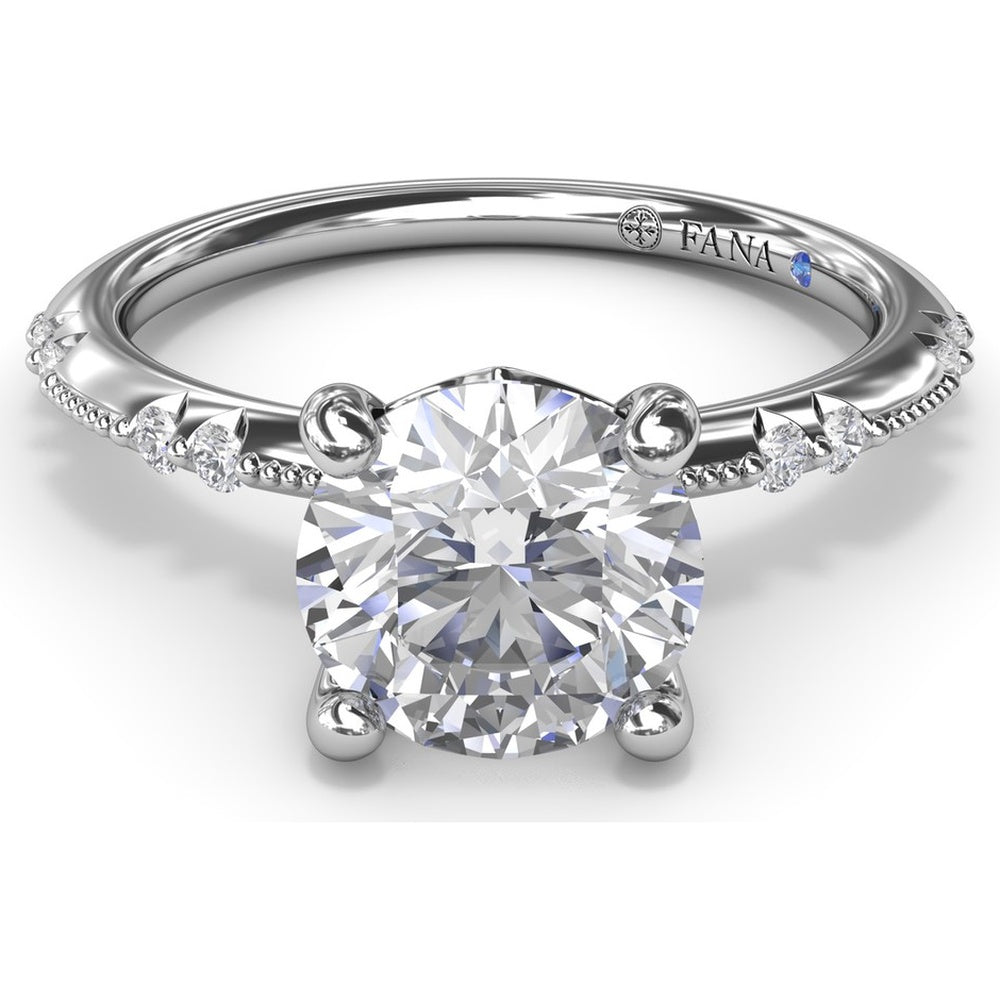 Milgrain Knife-Edge Engagement Ring Setting with Round Diamond Accents by Fana - 0.13 Carat Total Diamond Weight