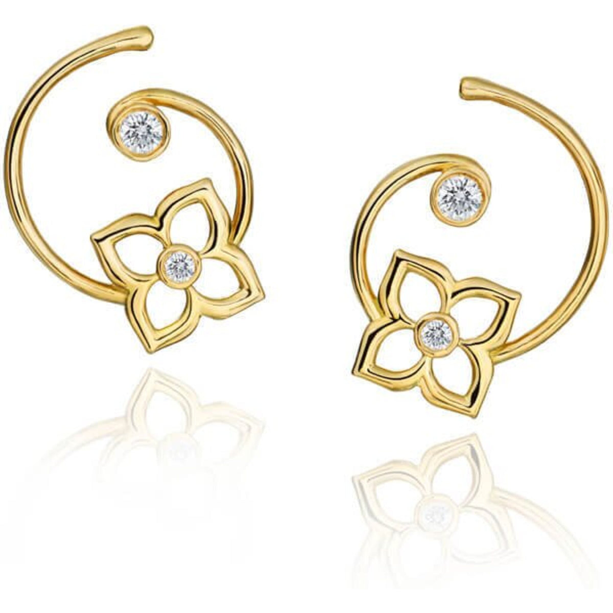 Gumuchian Mini-G Lotus Flower Diamond Earrings