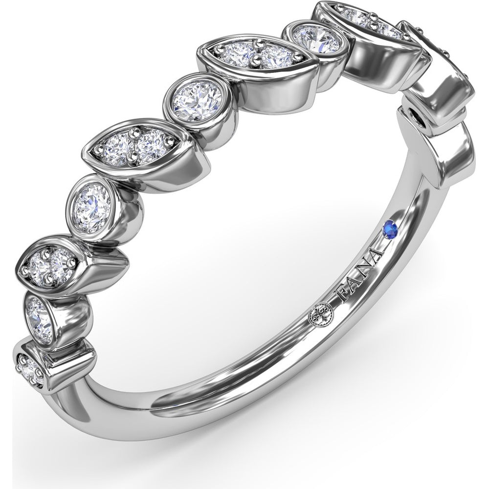Mixed Shape Bezel Set Diamond Band with Round and Marquise Diamonds by Fana - 0.22 Carat Total Diamond Weight