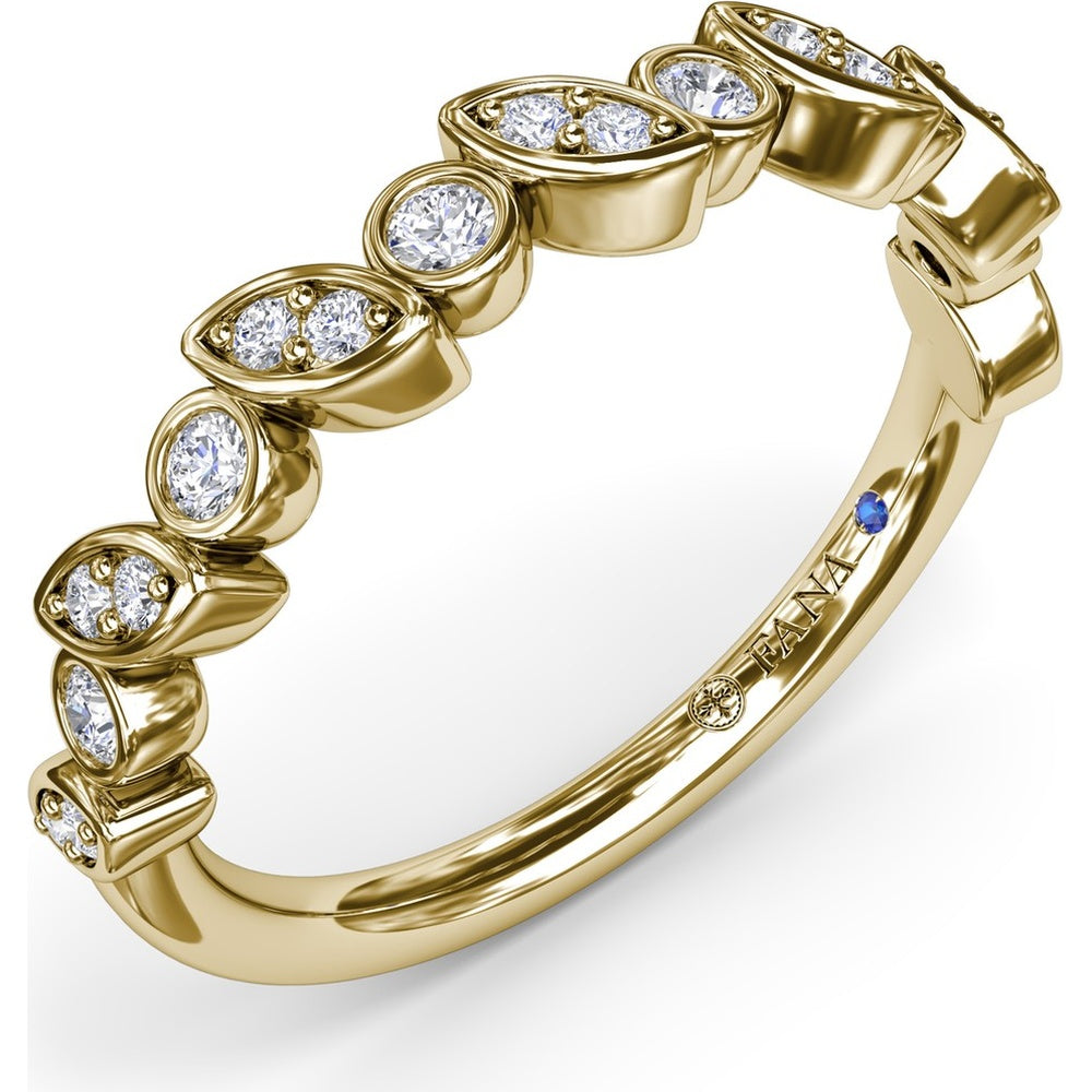 Mixed Shape Bezel Set Diamond Band with Round and Marquise Diamonds by Fana - 0.22 Carat Total Diamond Weight