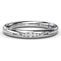 Modern Beaded Diamond Band with Marquise Motif and Pavé Round Diamonds by Fana - 0.18 Carat Total Diamond Weight