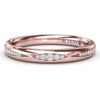 Modern Beaded Diamond Band with Marquise Motif and Pavé Round Diamonds by Fana - 0.18 Carat Total Diamond Weight