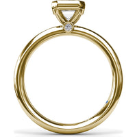Modern Bezel Set Emerald Cut Diamond Engagement Ring Setting with Peek-a-Boo Diamond by Fana