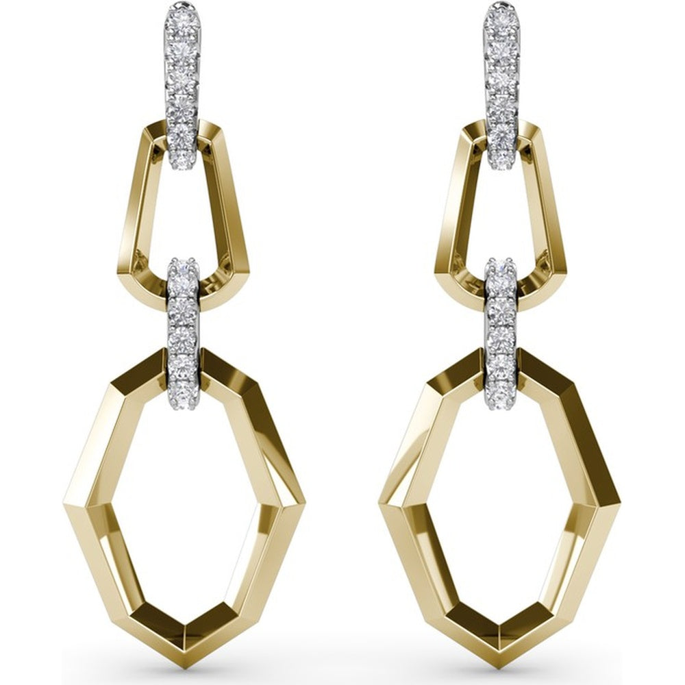 Modern Drop Lynq Earrings with Interlocking Hexagonal Links and Pavé Diamond Connector by Fana - 0.51 Carat Total Diamond Weight