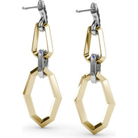 Modern Drop Lynq Earrings with Interlocking Hexagonal Links and Pavé Diamond Connector by Fana - 0.51 Carat Total Diamond Weight