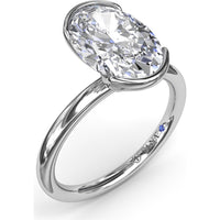 Modern Half Bezel Oval Engagement Ring Setting with Hidden Peek-A-Boo Diamond by Fana - 0.02 Carat Total Diamond Weight