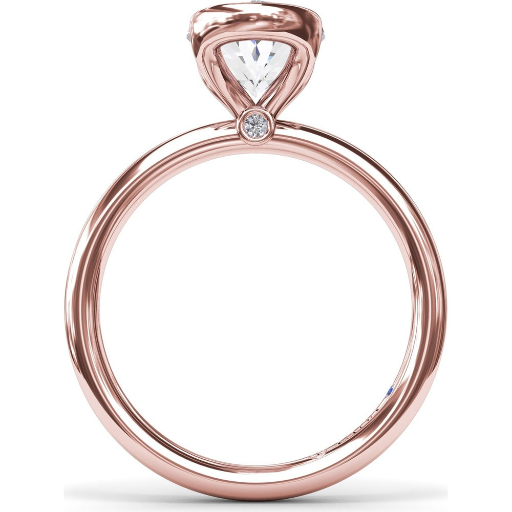 Modern Half Bezel Oval Engagement Ring Setting with Hidden Peek-A-Boo Diamond by Fana - 0.02 Carat Total Diamond Weight