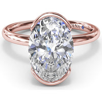 Modern Half Bezel Oval Engagement Ring Setting with Hidden Peek-A-Boo Diamond by Fana - 0.02 Carat Total Diamond Weight