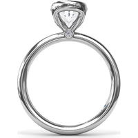 Modern Half Bezel Oval Engagement Ring Setting with Hidden Peek-A-Boo Diamond by Fana - 0.02 Carat Total Diamond Weight