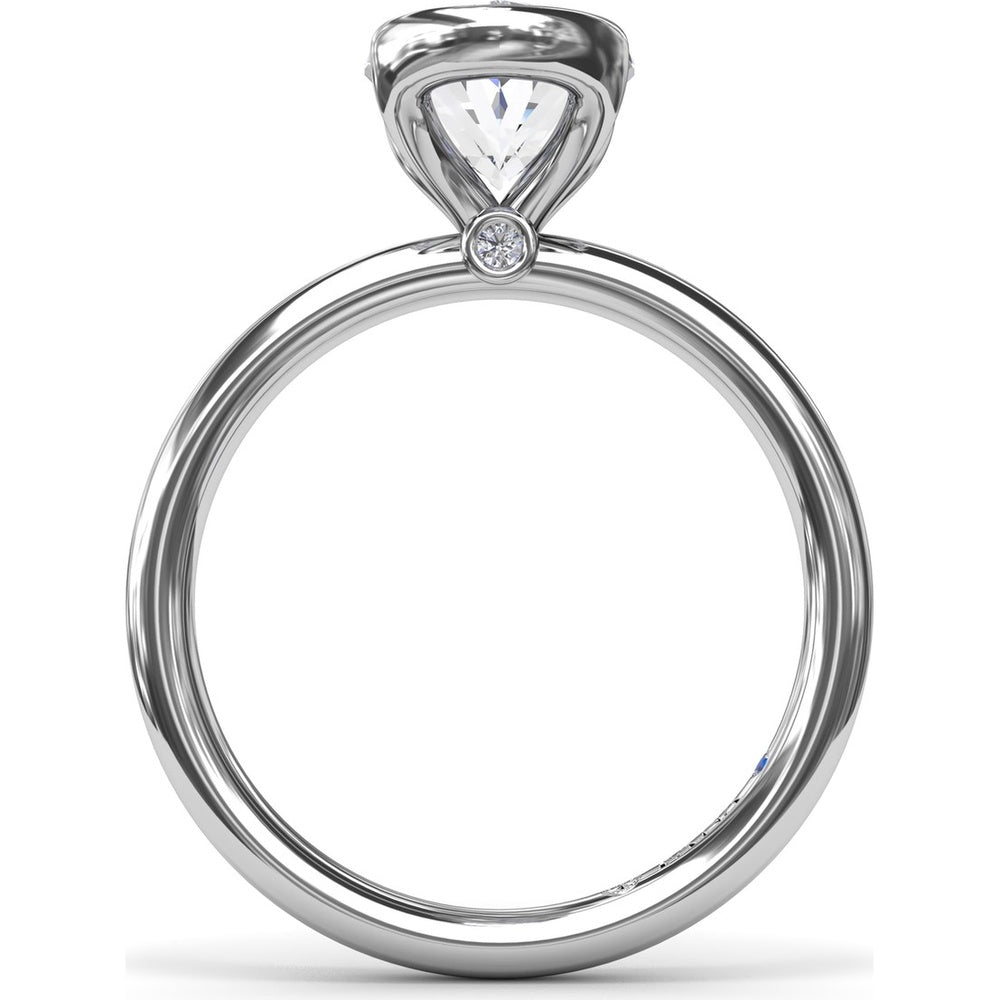 Modern Half Bezel Oval Engagement Ring Setting with Hidden Peek-A-Boo Diamond by Fana - 0.02 Carat Total Diamond Weight