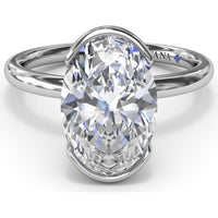 Modern Half Bezel Oval Engagement Ring Setting with Hidden Peek-A-Boo Diamond by Fana - 0.02 Carat Total Diamond Weight