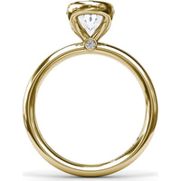 Modern Half Bezel Oval Engagement Ring Setting with Hidden Peek-A-Boo Diamond by Fana - 0.02 Carat Total Diamond Weight