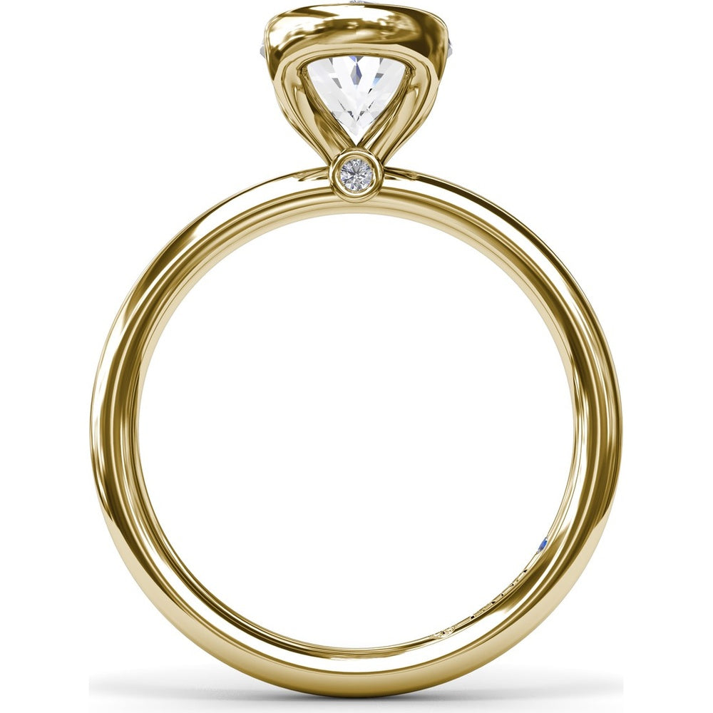 Modern Half Bezel Oval Engagement Ring Setting with Hidden Peek-A-Boo Diamond by Fana - 0.02 Carat Total Diamond Weight