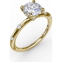 Modern Raindrop Knife-Edge Engagement Ring Setting with V-Shank and Peek-a-Boo Diamonds by Fana - 0.07 Carat Total Diamond Weight