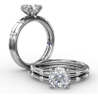 Modern Raindrop Knife-Edge Engagement Ring Setting with V-Shank and Peek-a-Boo Diamonds by Fana - 0.07 Carat Total Diamond Weight