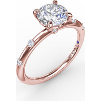 Modern Raindrop Knife-Edge Engagement Ring Setting with V-Shank and Peek-a-Boo Diamonds by Fana - 0.07 Carat Total Diamond Weight