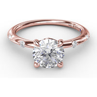 Modern Raindrop Knife-Edge Engagement Ring Setting with V-Shank and Peek-a-Boo Diamonds by Fana - 0.07 Carat Total Diamond Weight