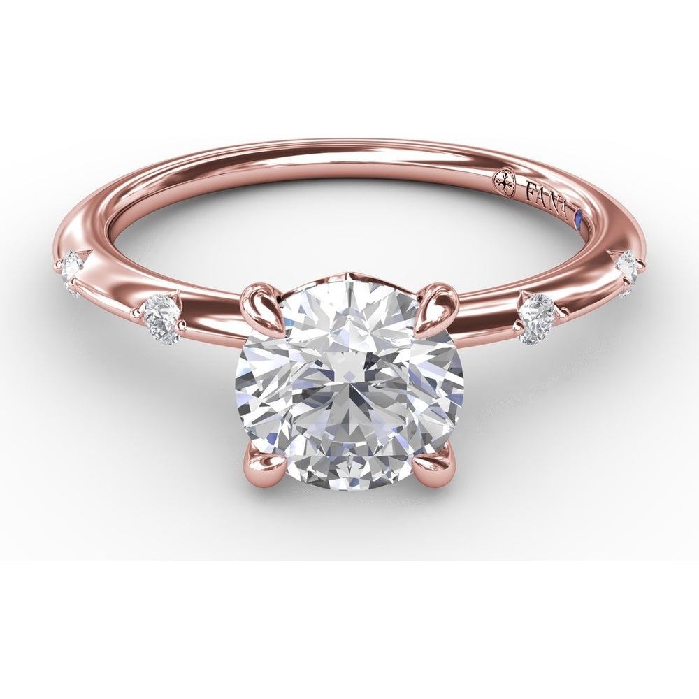 Modern Raindrop Knife-Edge Engagement Ring Setting with V-Shank and Peek-a-Boo Diamonds by Fana - 0.07 Carat Total Diamond Weight