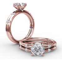 Modern Raindrop Knife-Edge Engagement Ring Setting with V-Shank and Peek-a-Boo Diamonds by Fana - 0.07 Carat Total Diamond Weight