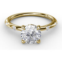 Modern Raindrop Knife-Edge Engagement Ring Setting with V-Shank and Peek-a-Boo Diamonds by Fana - 0.07 Carat Total Diamond Weight