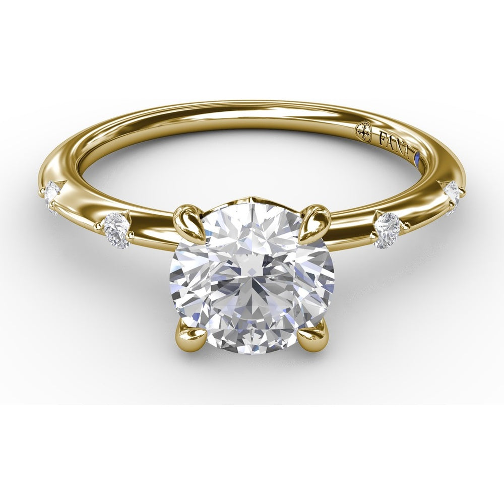 Modern Raindrop Knife-Edge Engagement Ring Setting with V-Shank and Peek-a-Boo Diamonds by Fana - 0.07 Carat Total Diamond Weight
