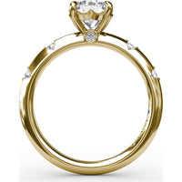 Modern Raindrop Knife-Edge Engagement Ring Setting with V-Shank and Peek-a-Boo Diamonds by Fana - 0.07 Carat Total Diamond Weight