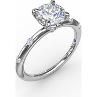 Modern Raindrop Knife-Edge Engagement Ring Setting with V-Shank and Peek-a-Boo Diamonds by Fana - 0.07 Carat Total Diamond Weight