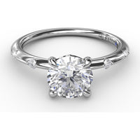 Modern Raindrop Knife-Edge Engagement Ring Setting with V-Shank and Peek-a-Boo Diamonds by Fana - 0.07 Carat Total Diamond Weight