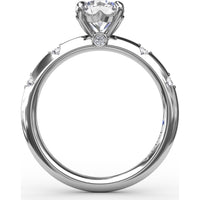 Modern Raindrop Knife-Edge Engagement Ring Setting with V-Shank and Peek-a-Boo Diamonds by Fana - 0.07 Carat Total Diamond Weight
