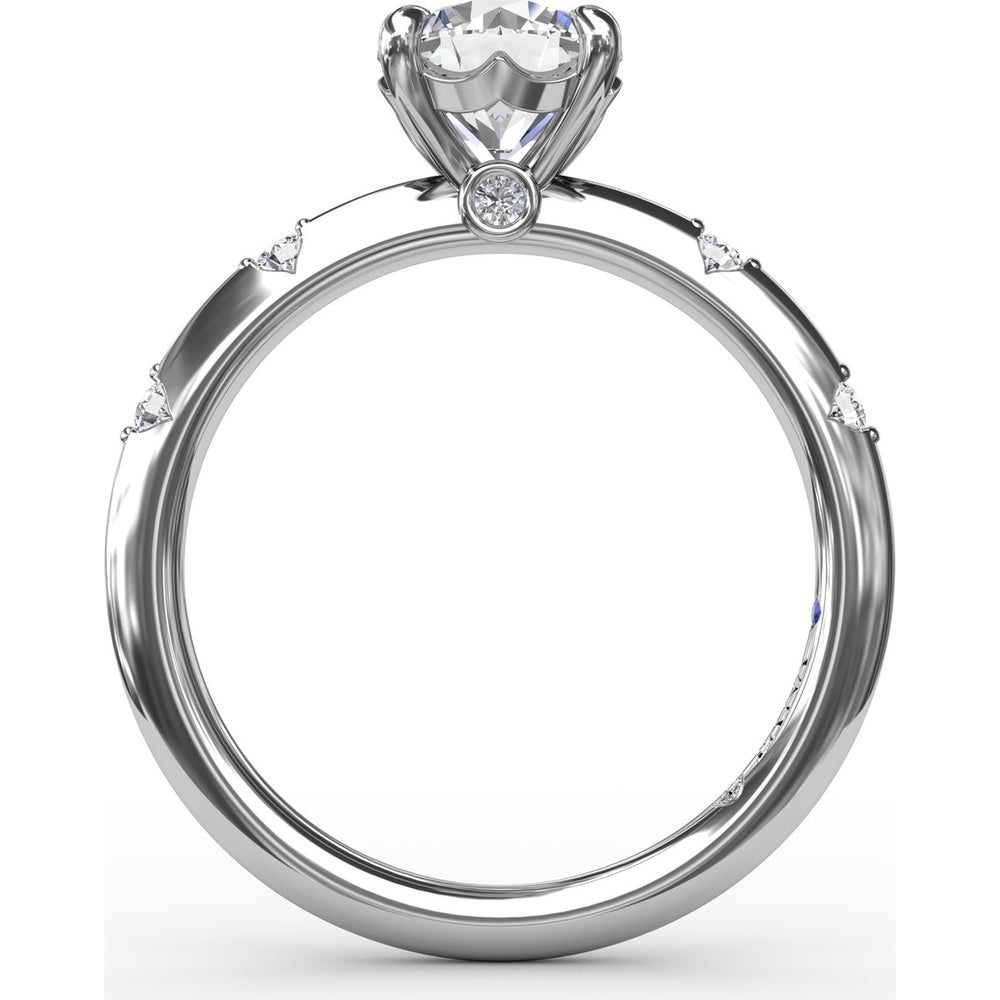 Modern Raindrop Knife-Edge Engagement Ring Setting with V-Shank and Peek-a-Boo Diamonds by Fana - 0.07 Carat Total Diamond Weight