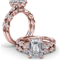 Modern Vintage Band with Diamond Cluster Rhombus Motif by Fana - 0.18 Carat Total Diamond Weight