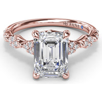 Modern Vintage Engagement Ring Setting with Diamond Shaped Pavé Accents by Fana - 0.18 Carat Total Diamond Weight