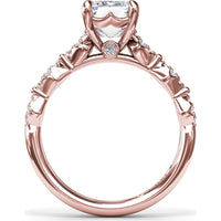 Modern Vintage Engagement Ring Setting with Diamond Shaped Pavé Accents by Fana - 0.18 Carat Total Diamond Weight