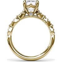 Modern Vintage Engagement Ring Setting with Diamond Shaped Pavé Accents by Fana - 0.18 Carat Total Diamond Weight