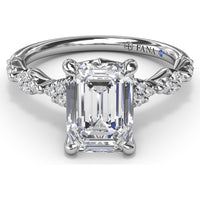 Modern Vintage Engagement Ring Setting with Diamond Shaped Pavé Accents by Fana - 0.18 Carat Total Diamond Weight