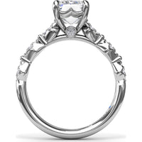 Modern Vintage Engagement Ring Setting with Diamond Shaped Pavé Accents by Fana - 0.18 Carat Total Diamond Weight