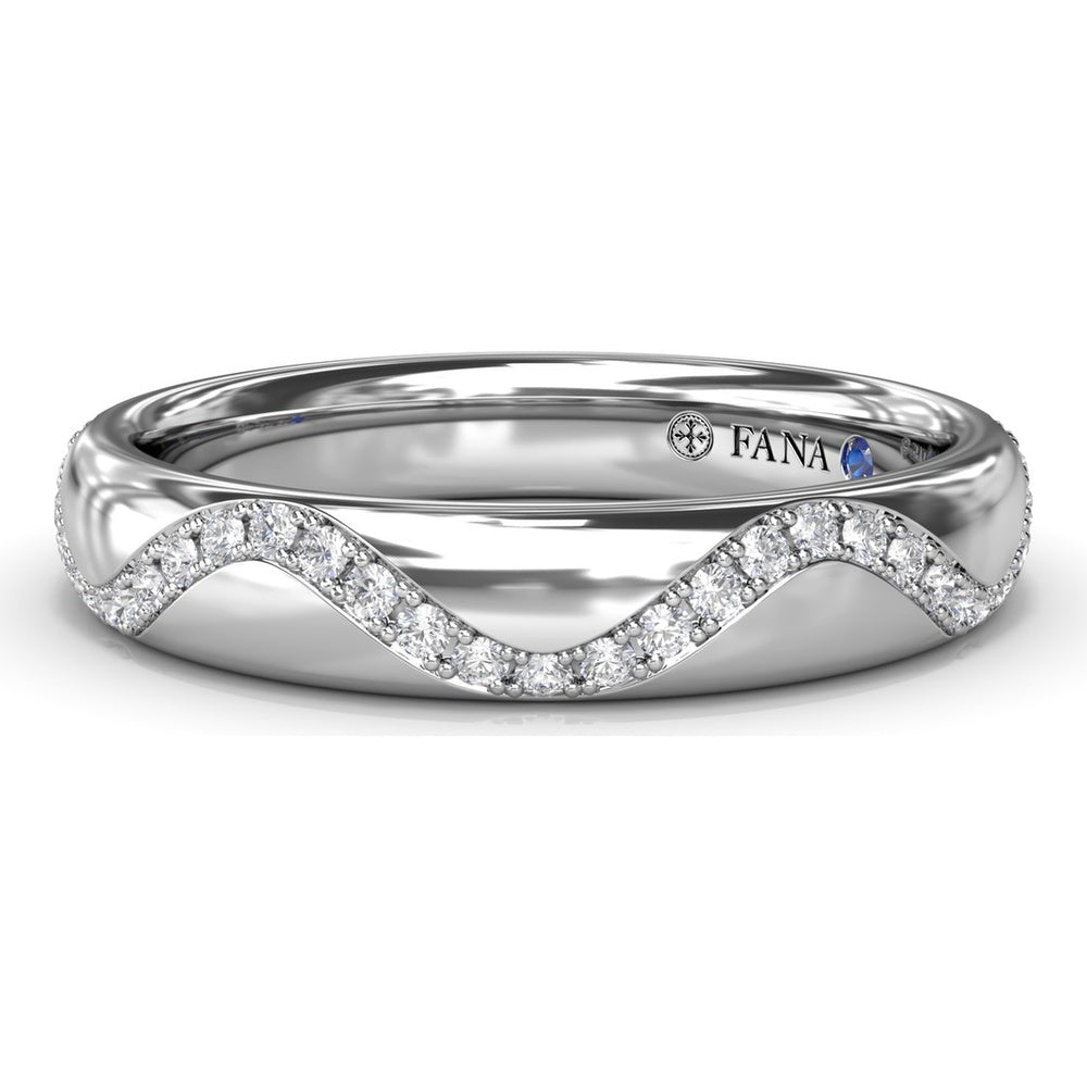 Modern Wave Pavé Diamond Band with Milgrain Detailing by Fana - 0.29 Carat Total Diamond Weight