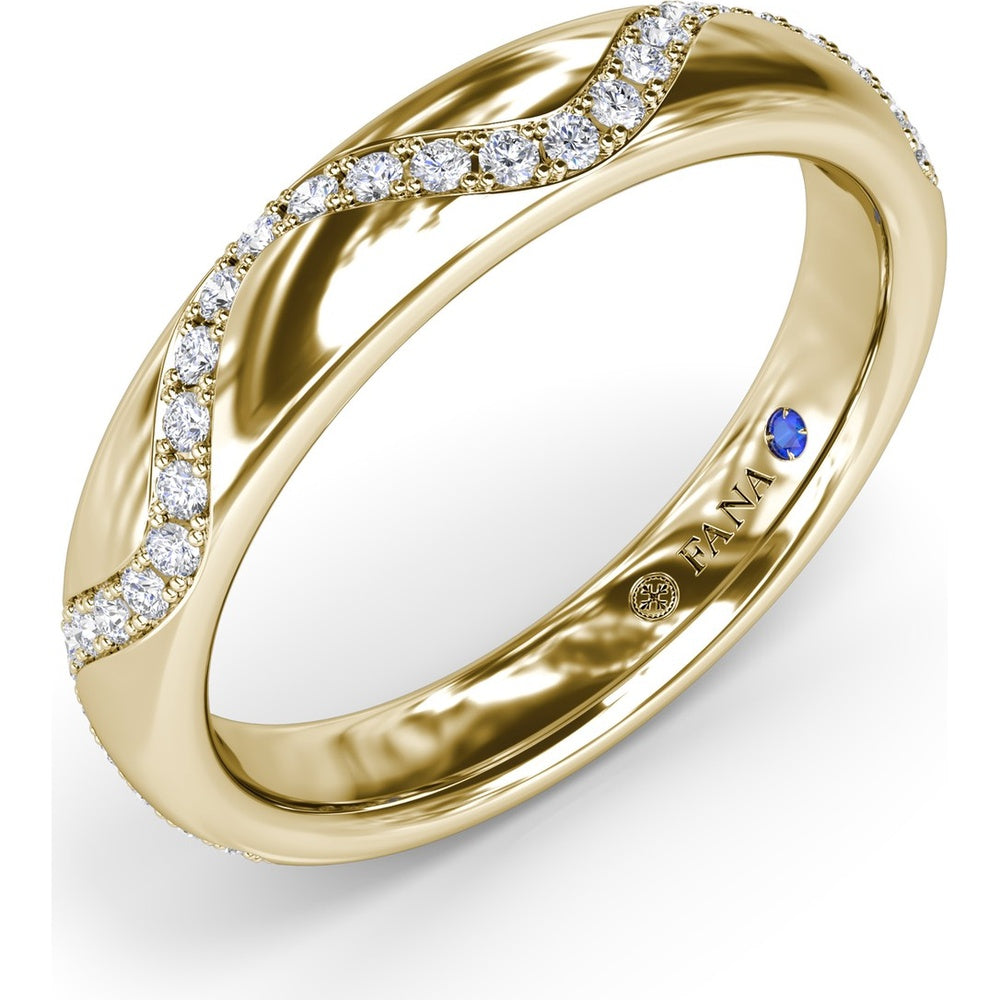 Modern Wave Pavé Diamond Band with Milgrain Detailing by Fana - 0.29 Carat Total Diamond Weight