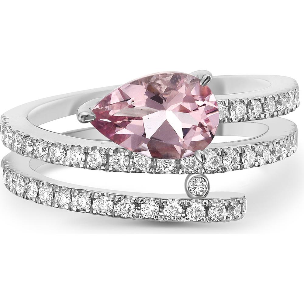 Morganite and Diamond Coil Ring in 18K White Gold by Charles Krypell